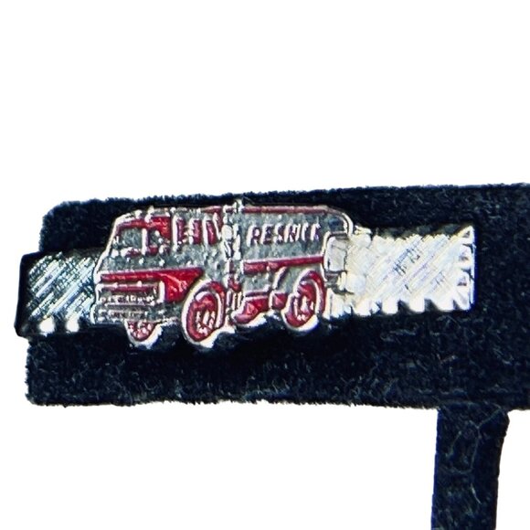 Vintage Silver Tone & Red Enamel Resnick Fuel Truck Tie Bar (5578) - Picture 1 of 5
